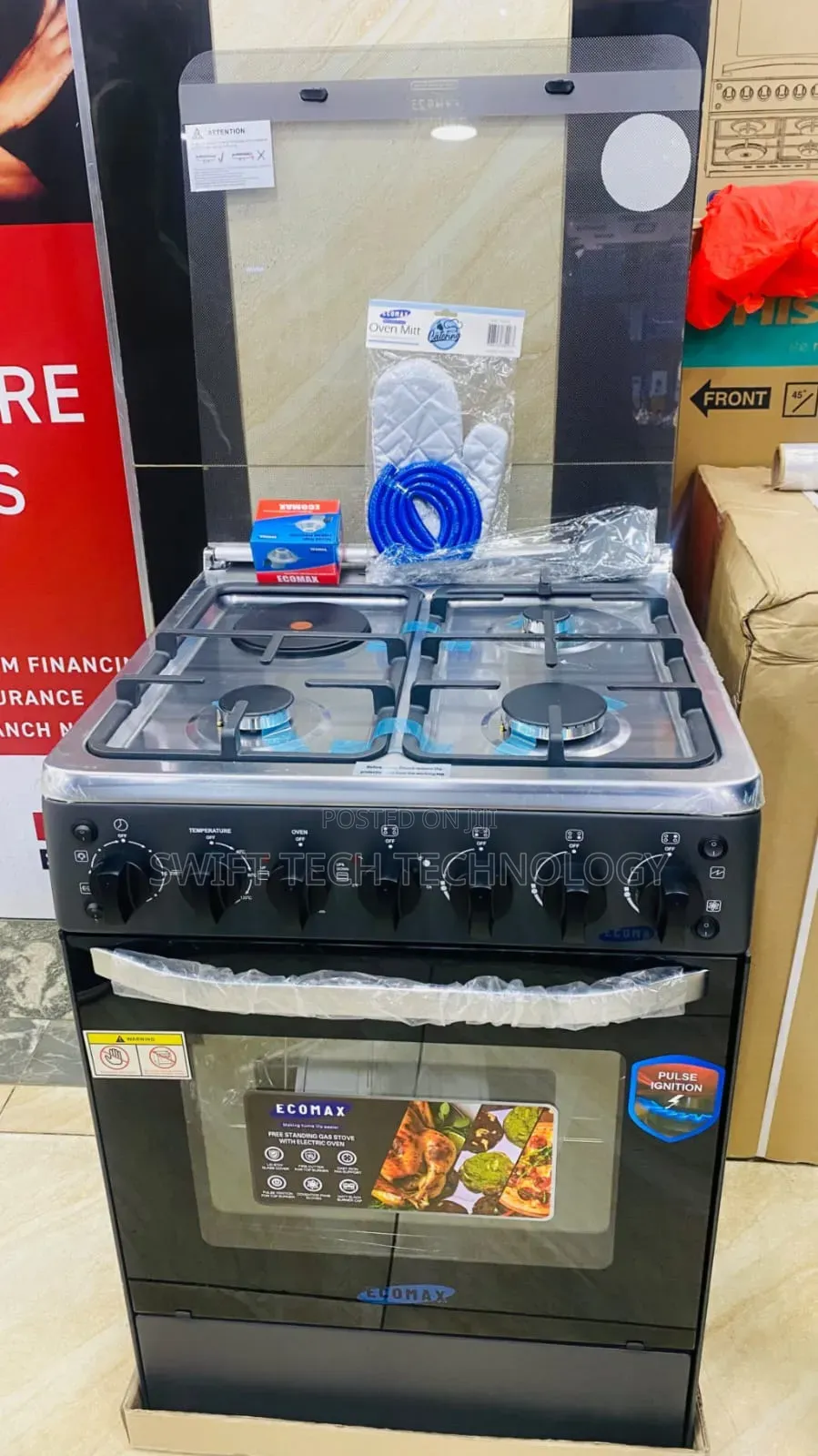 Ecomax 60*60Cm 3G+1E Standing Cooker ,Electric Oven With Gas Sensor