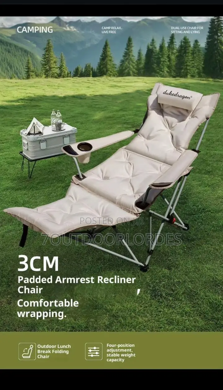 Luxury 4–position Padded Camping Chair With Footrest