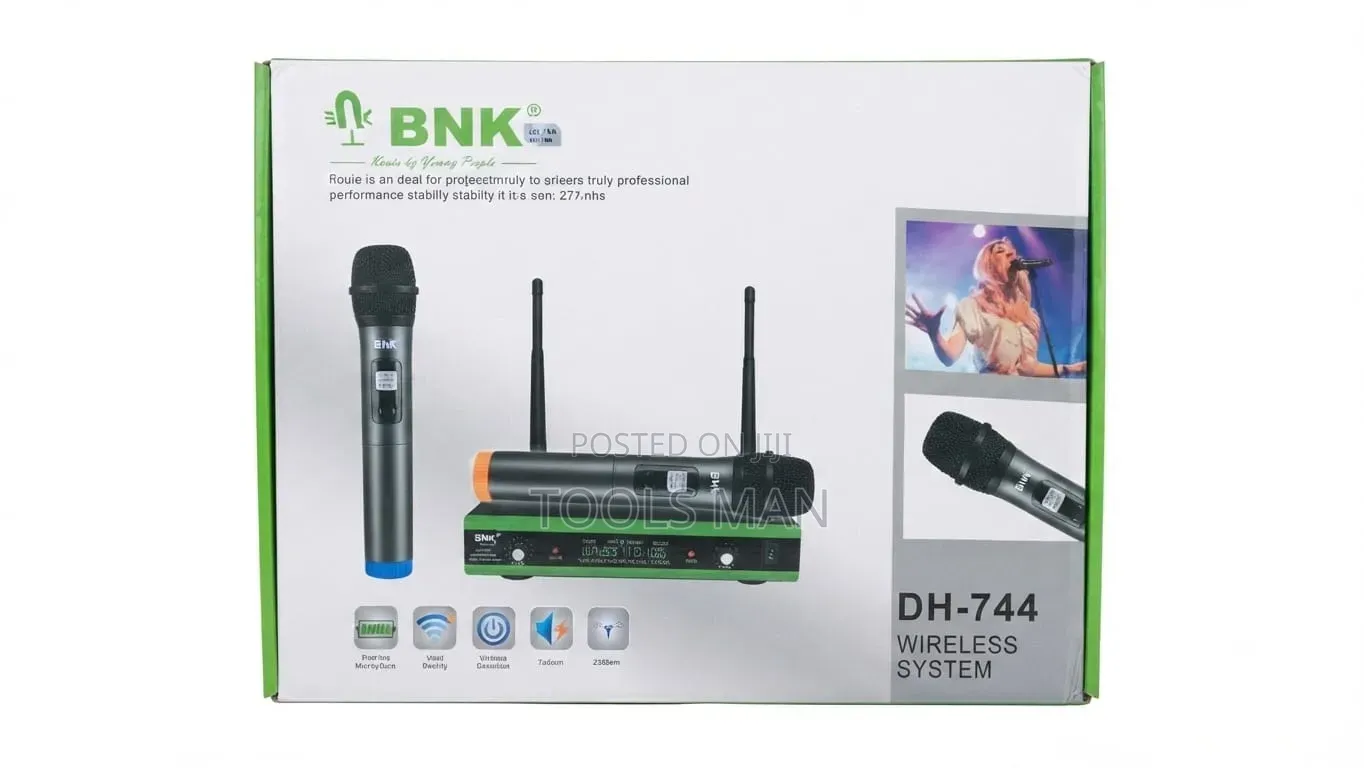 BNK DH-744 Wireless Microphone System Dual Handheld Setup.