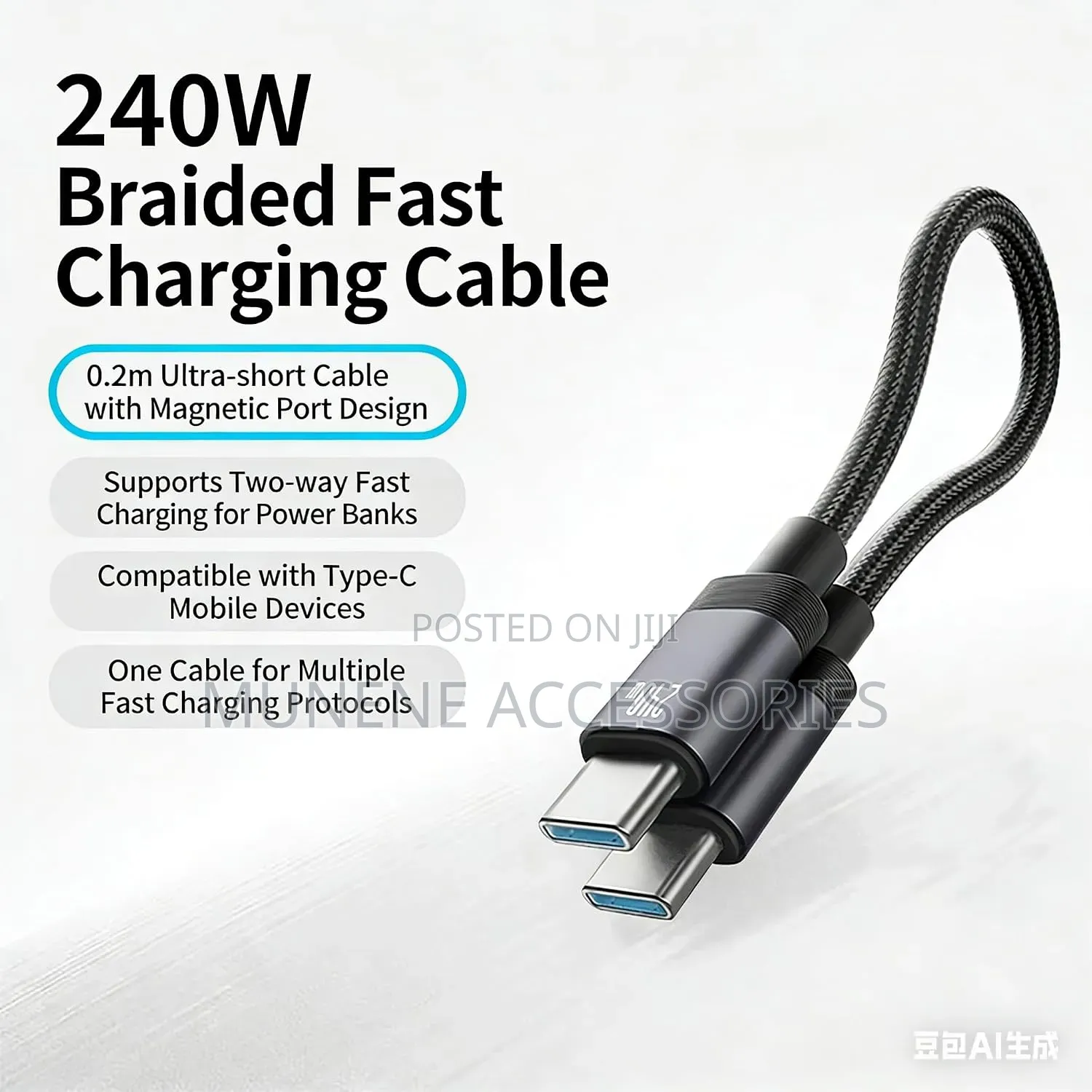 C to USB-C Cable 8 Inch, 240W PD Fast Charging Type-C Data Transfer