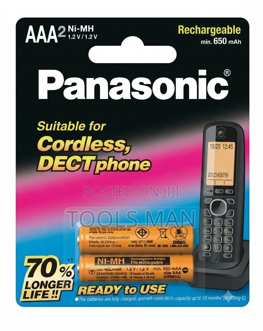 Panasonic AAA 650mAh Ni-Mh Rechargeable Batteries.
