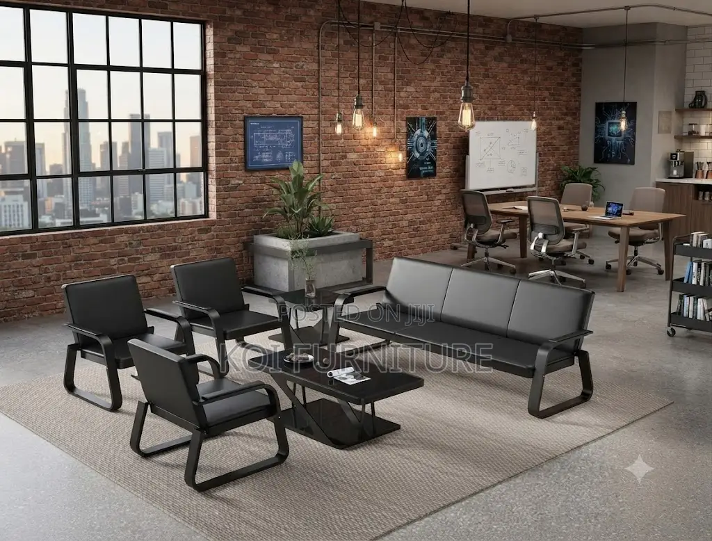 Office Sofa; Executive Five Seaters Leather Reception Sofa Set Bench