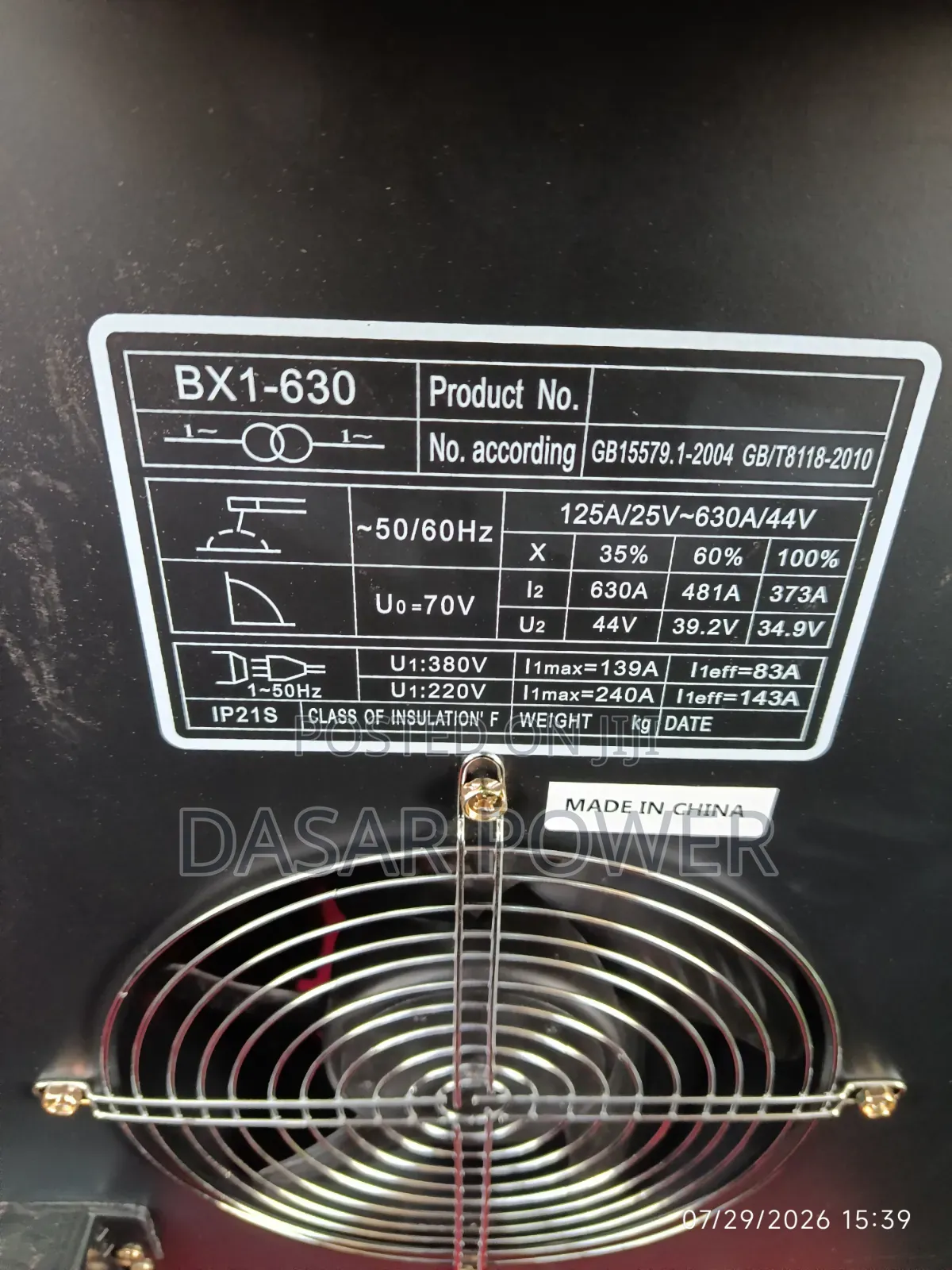 Bx1-630 Heavy Duty AC Arc Welder
