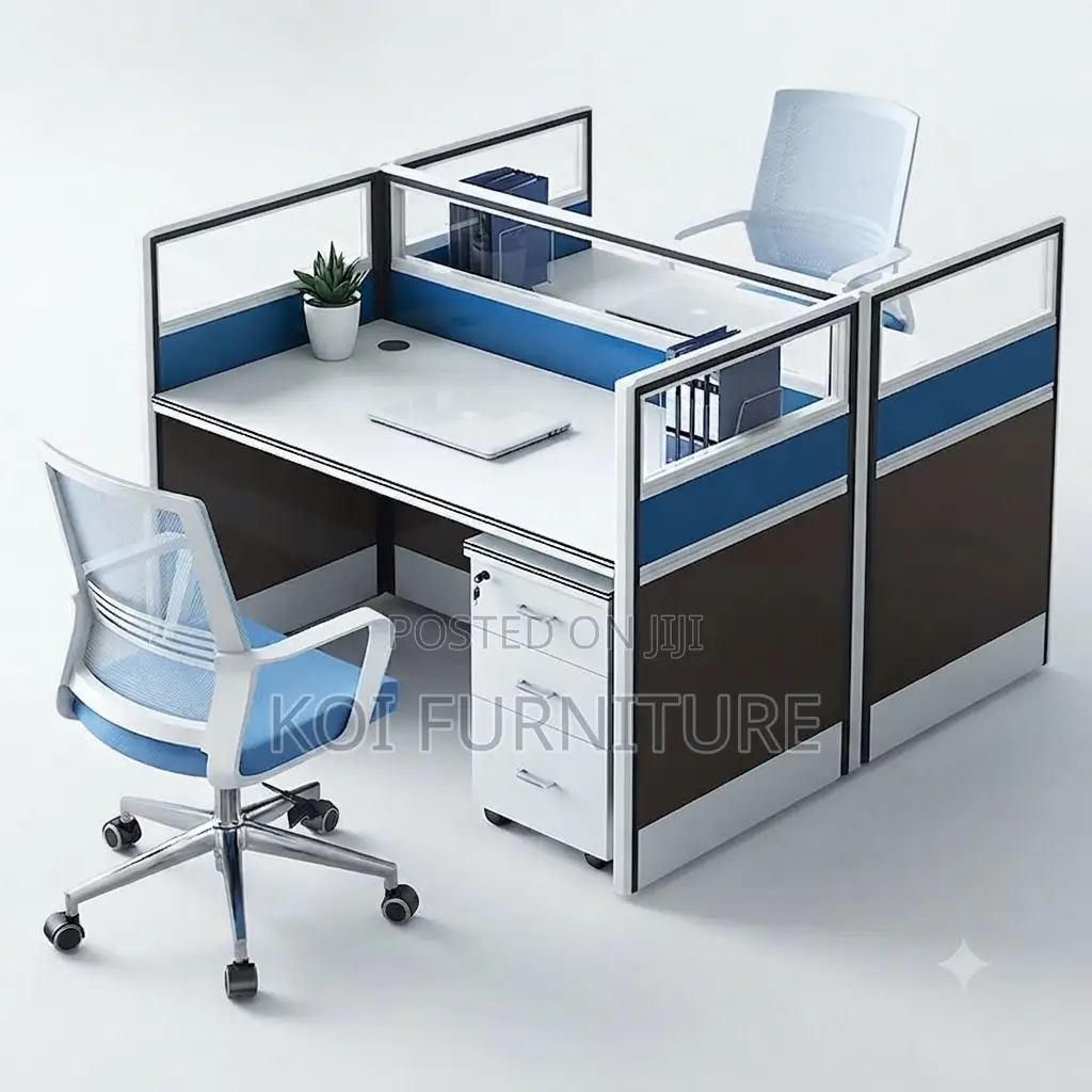 Office Workstation; Two Users Square Blue Ways Office Workstation