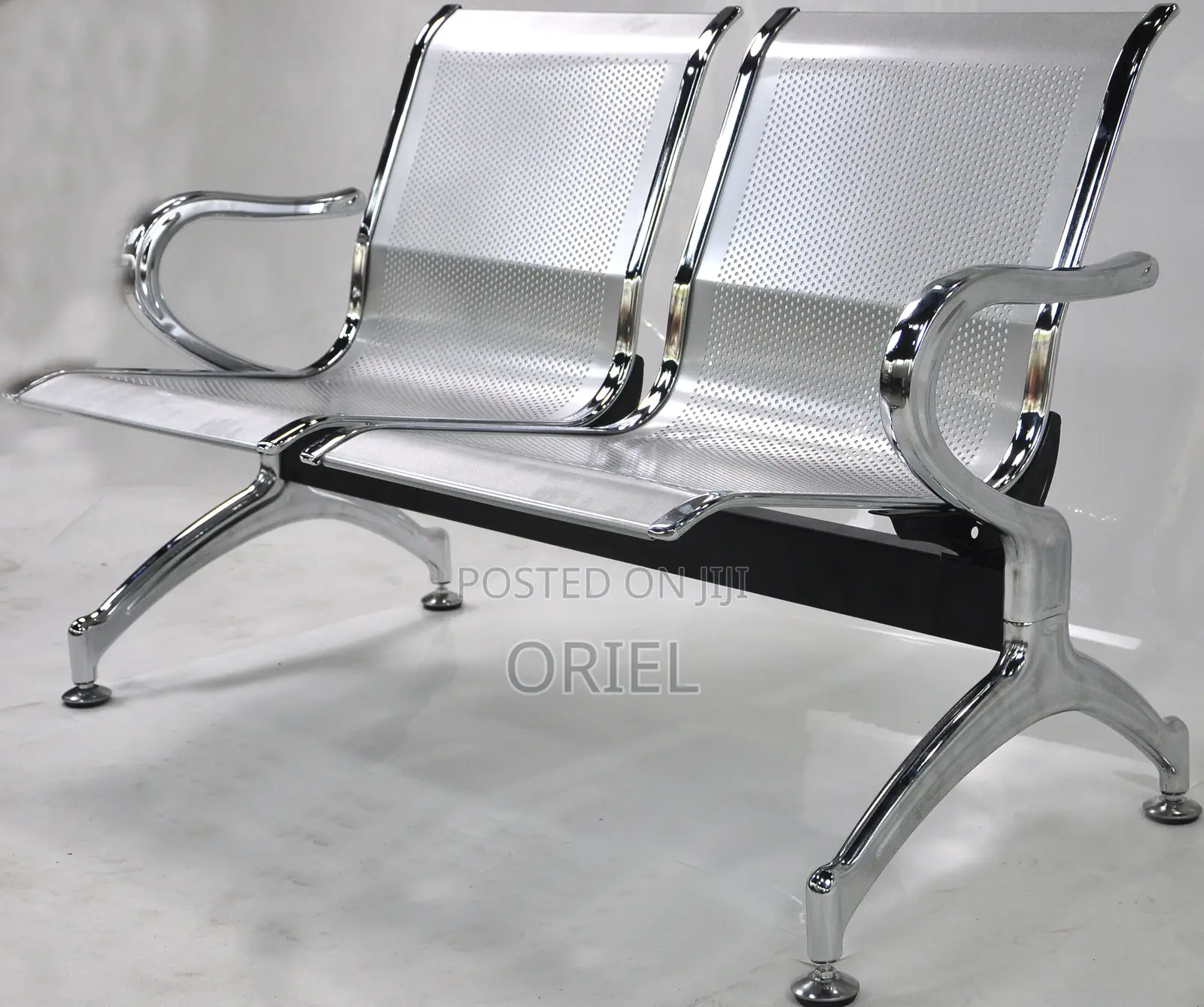 Office Bench : 2-Seater Steel Office Waiting Reception Bench.