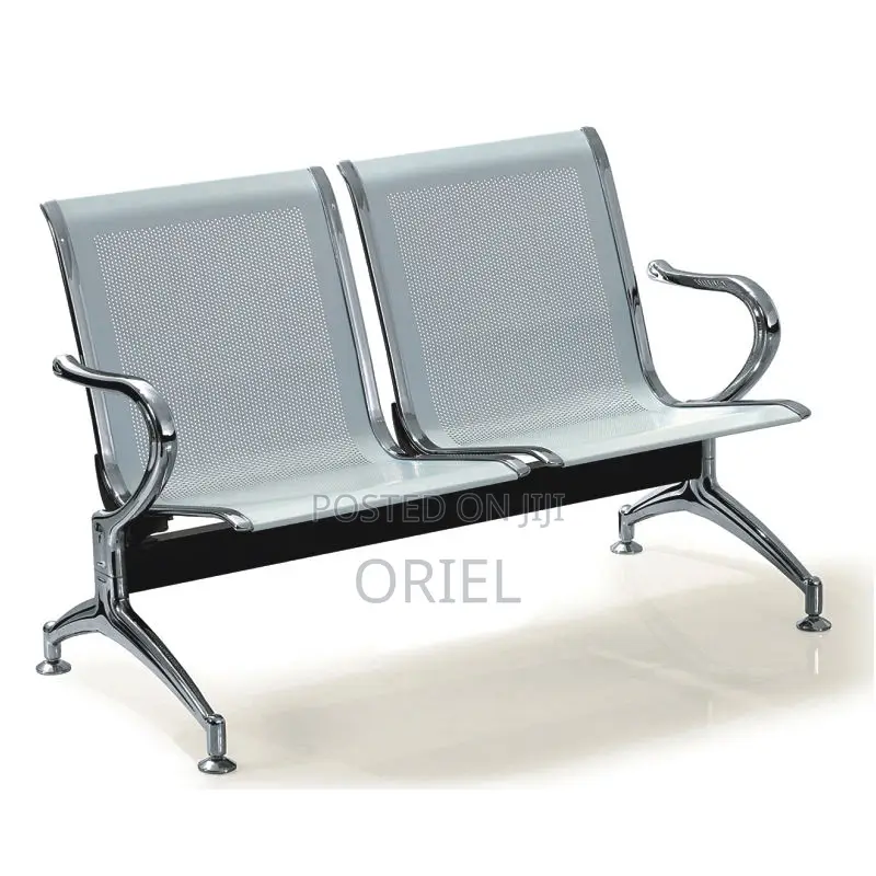 Office Bench : 2-Seater Steel Office Waiting Reception Bench.