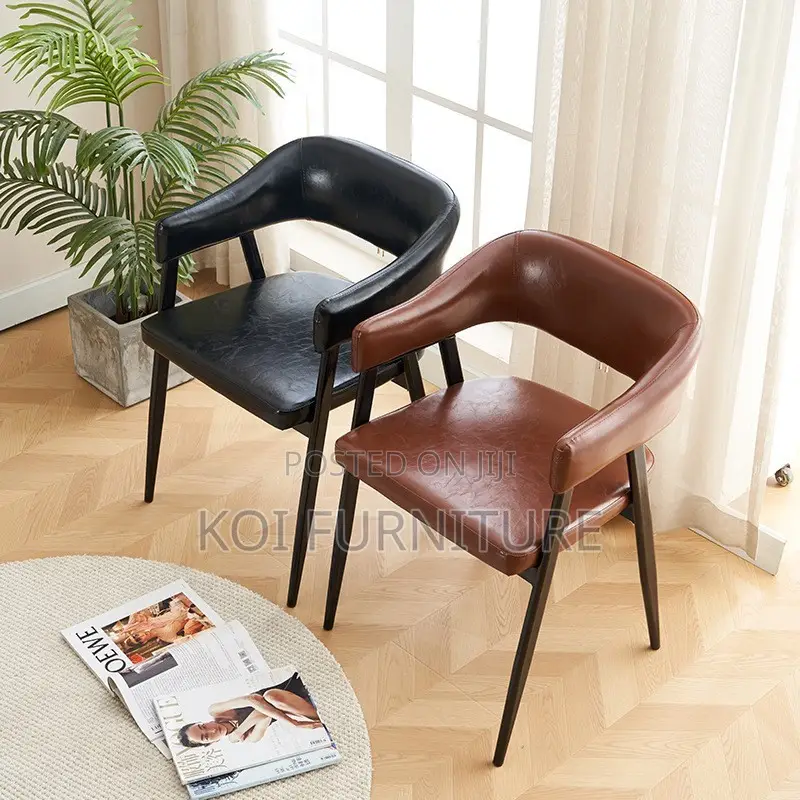 Dining Chairs; Round Back Leather Chair