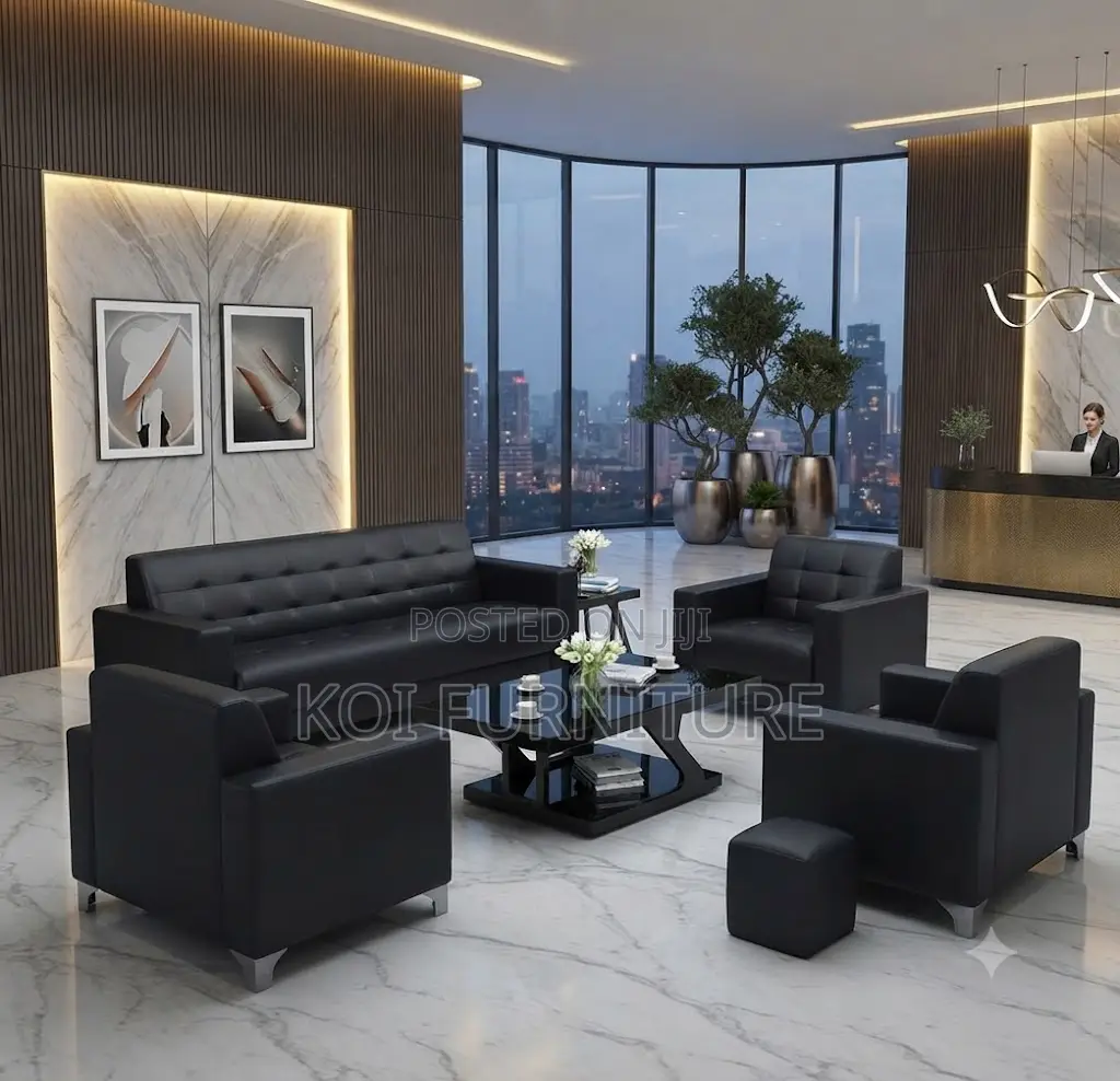 Office Sofa; Five Seaters Executive Leather Office Meeting Sofa Set