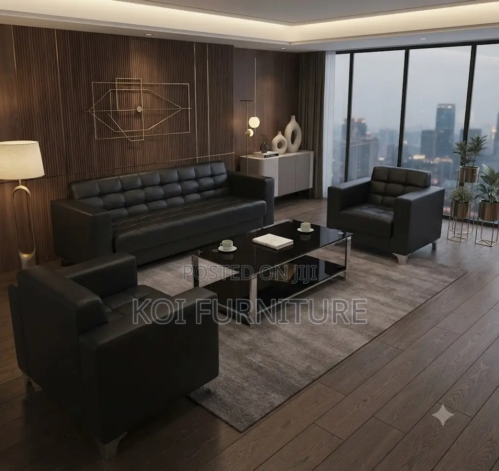Office Sofa; Five Seaters Executive Leather Office Meeting Sofa Set