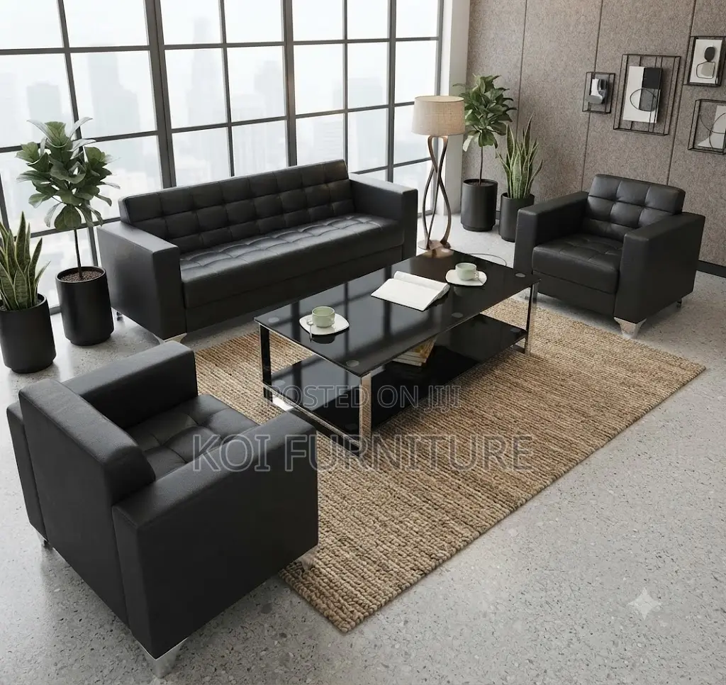 Office Sofa; Five Seaters Executive Leather Office Meeting Sofa Set