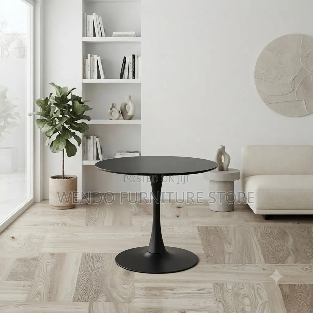 Coffee Table; Round Marble Black Home Office Coffee Table