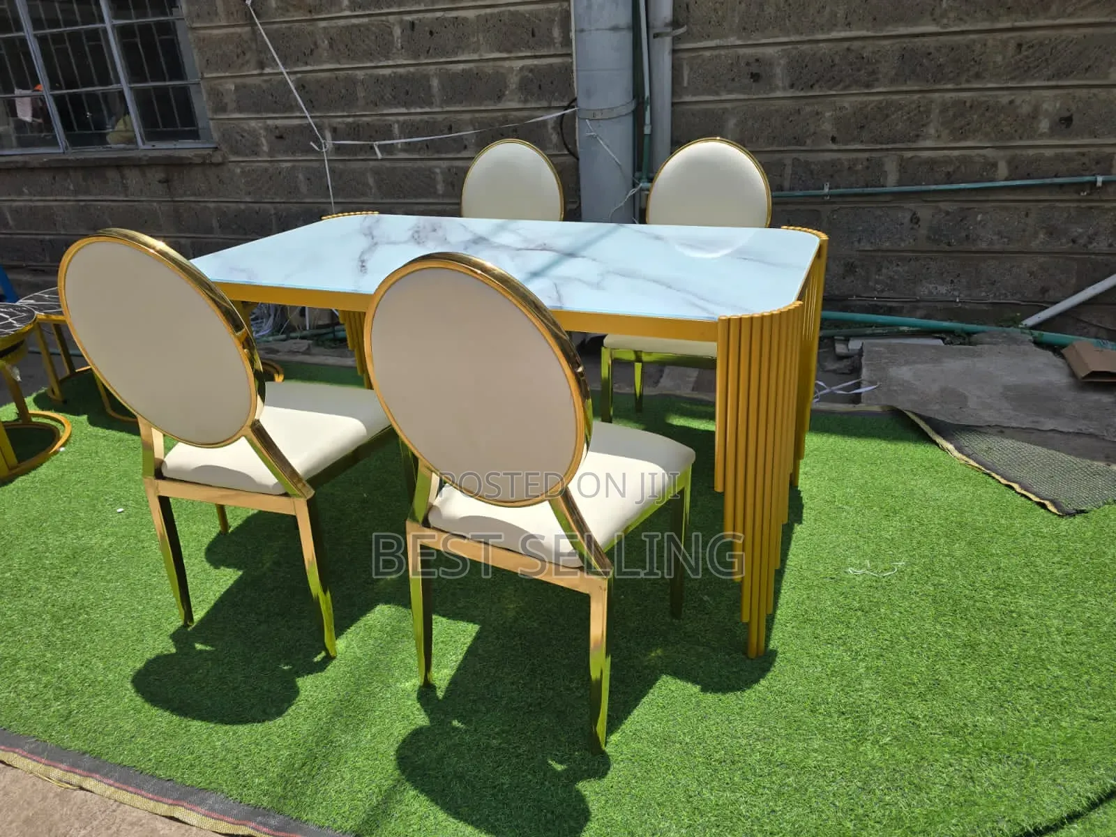 Modern Goldish Luxury Dining Set 4 Seater