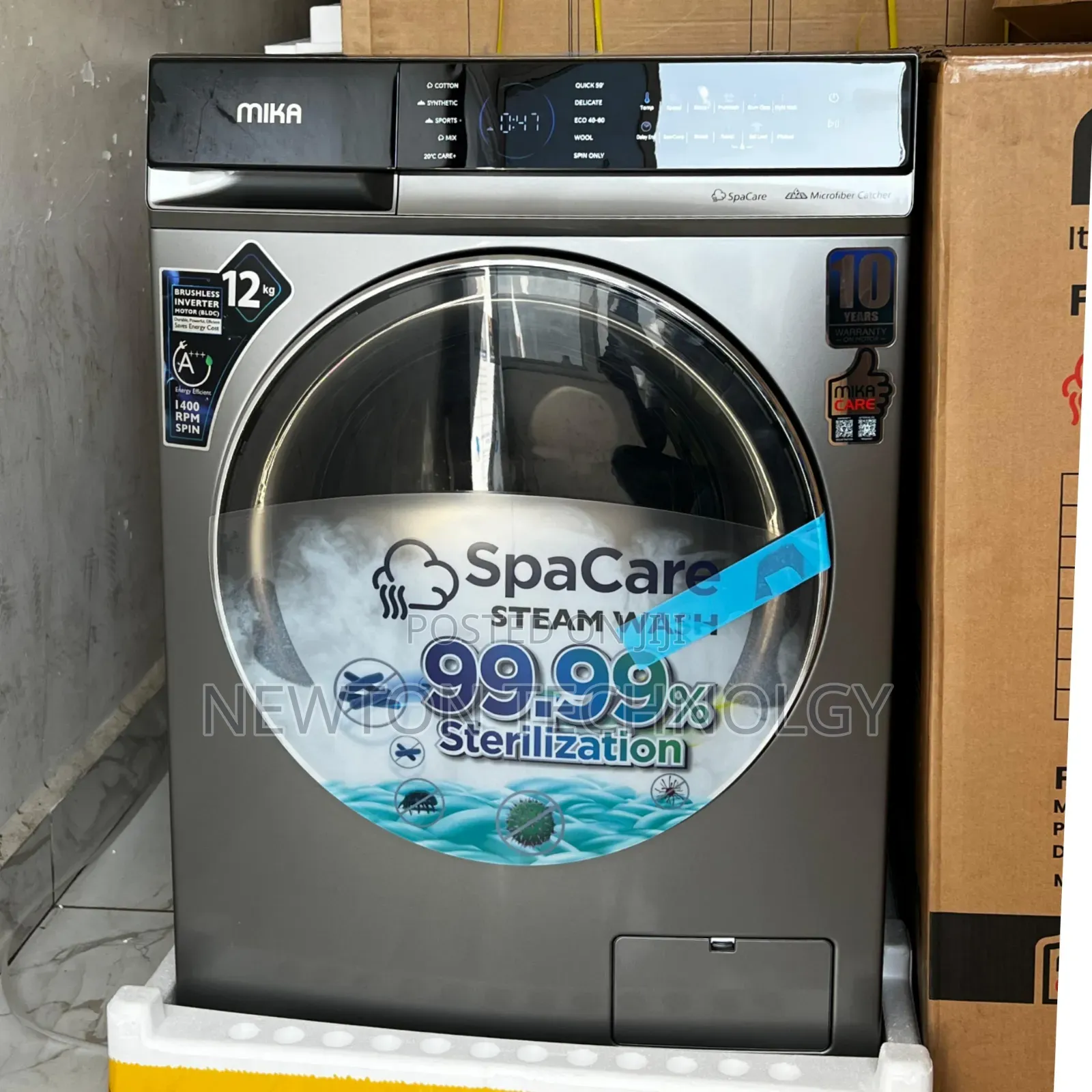 Mika 8kg Wash and Spin , INVERTER Motor, Front Load, Dark Silver