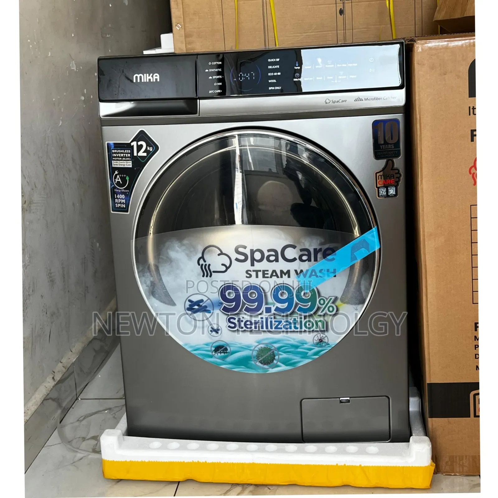 Mika 8kg Wash and Spin , INVERTER Motor, Front Load, Dark Silver