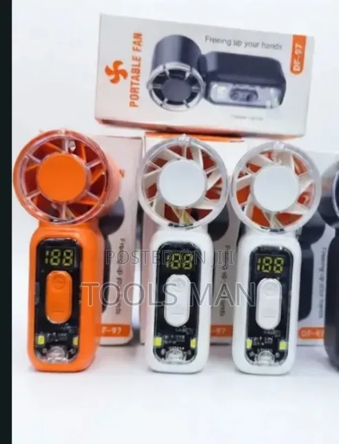 DF-97 Portable Rechargeable Mini Fan With LED Light and Display.