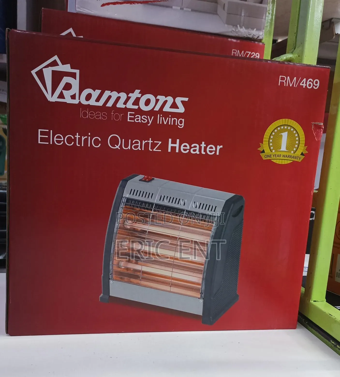 Ramtons RM/469 Electric Bar Quartz Heater, Black Silver (1 YR WRTY)