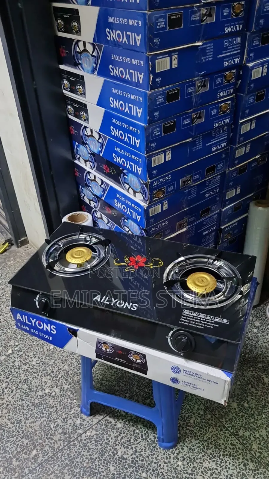 AILYONS Table Top Gas Cooker,2 Burner With a Strong Glass
