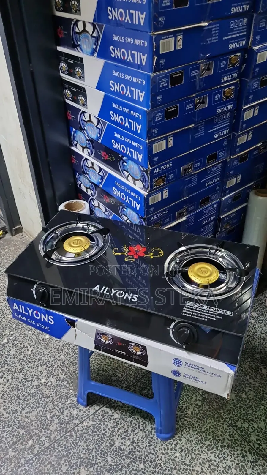 AILYONS Table Top Gas Cooker,2 Burner With a Strong Glass
