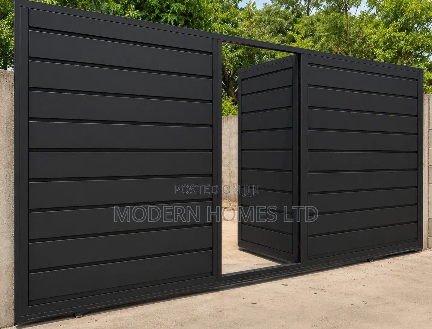 Modern Matte Black Steel Sliding Gate - Security Contemporary Design