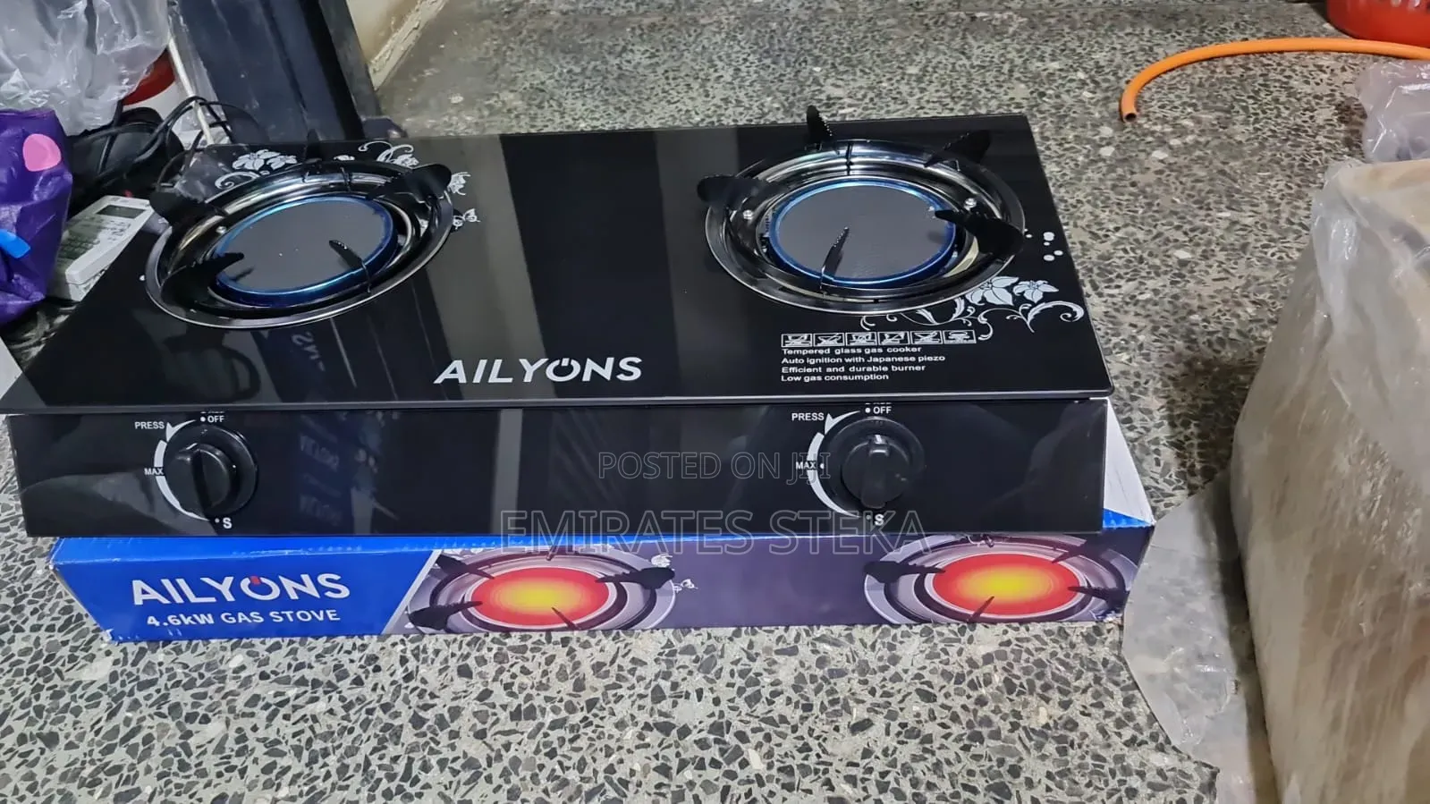 AILYONS Table Top Double INFRARED Burner Glass Gas Stove Cooker