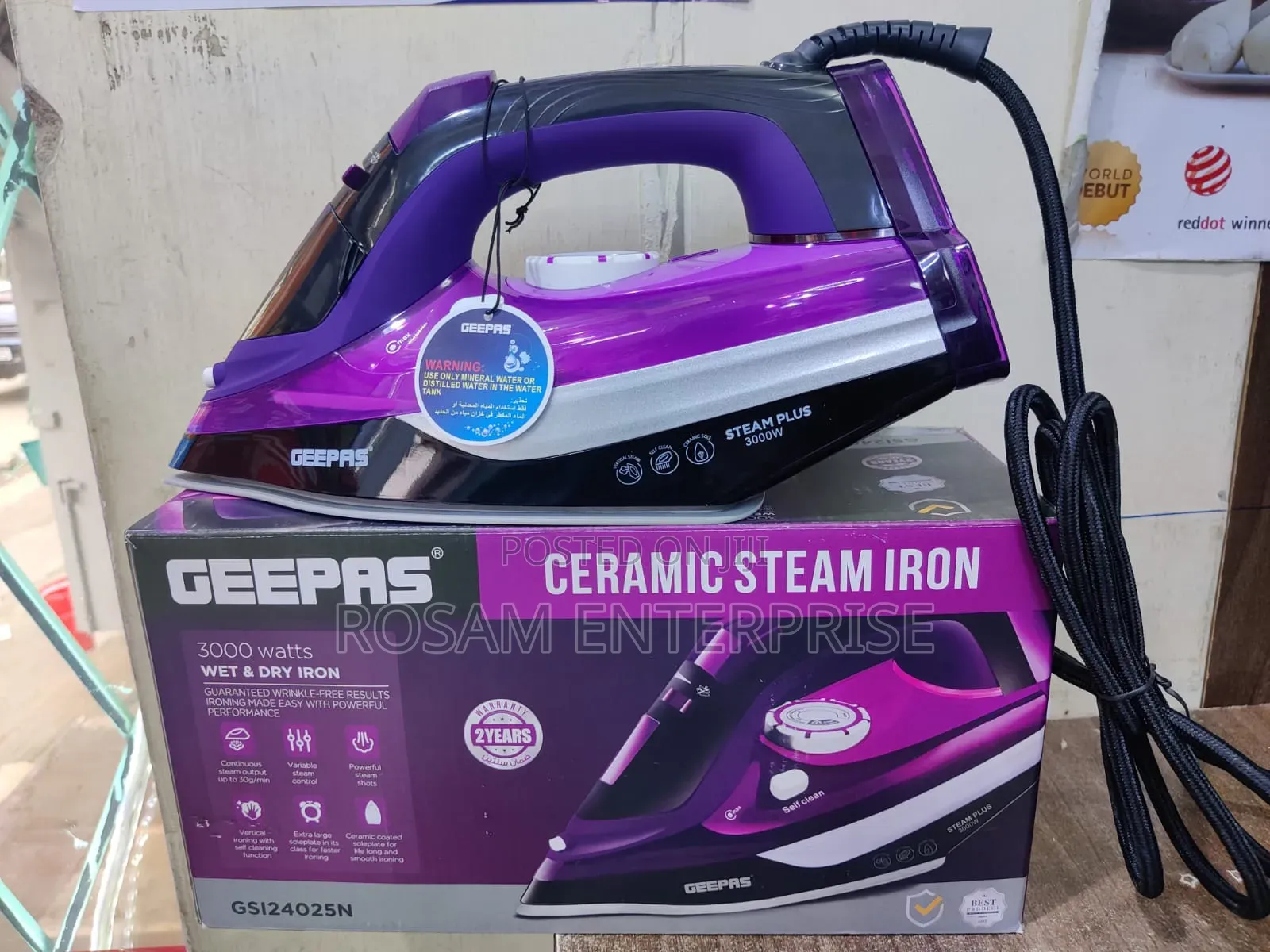 Geepas Heavy Duty Ceramic Wet Dry Steam Iron 3000w Gsi24025n