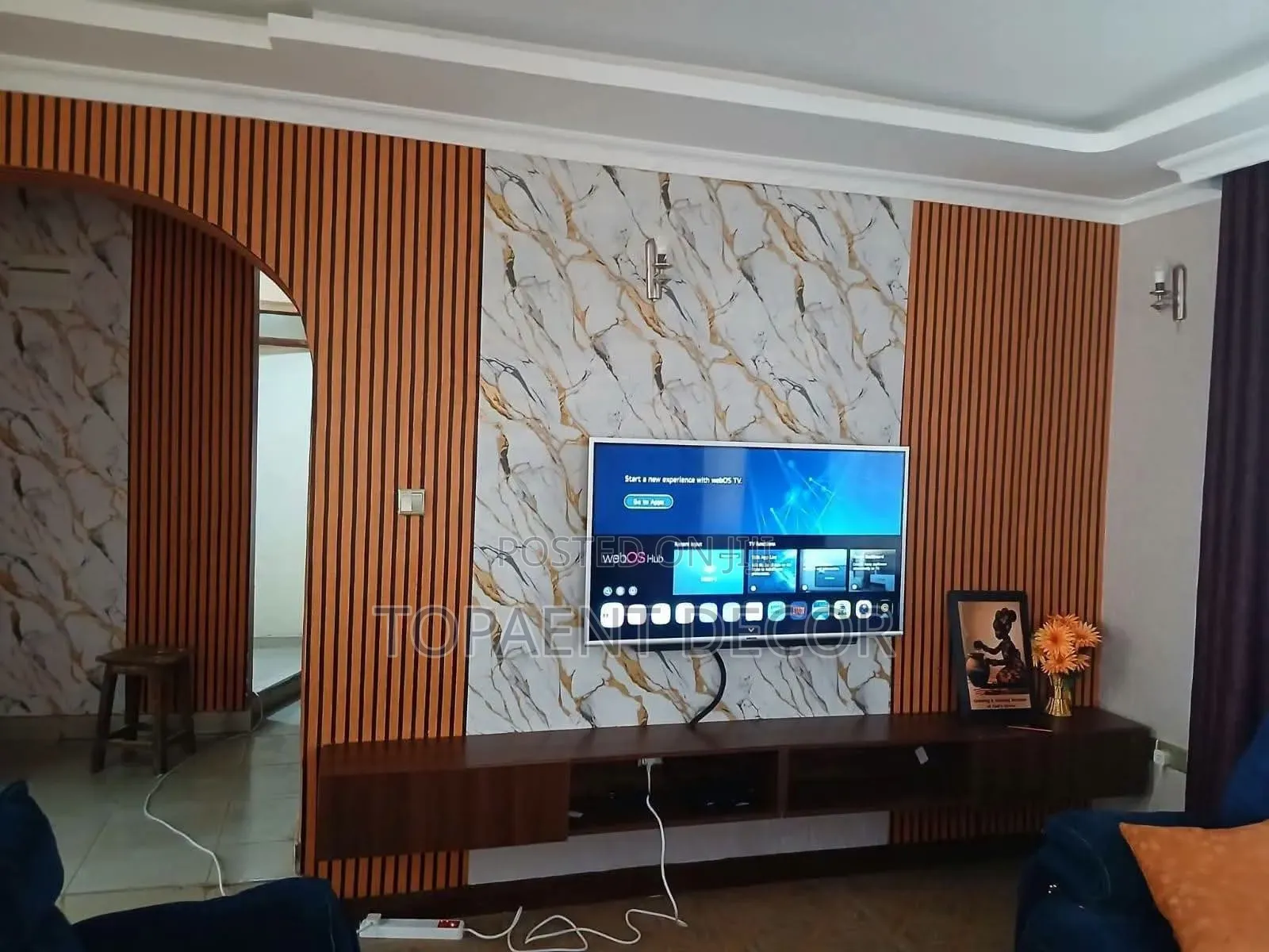 TV Wall Marble and Flutted Wallpapers