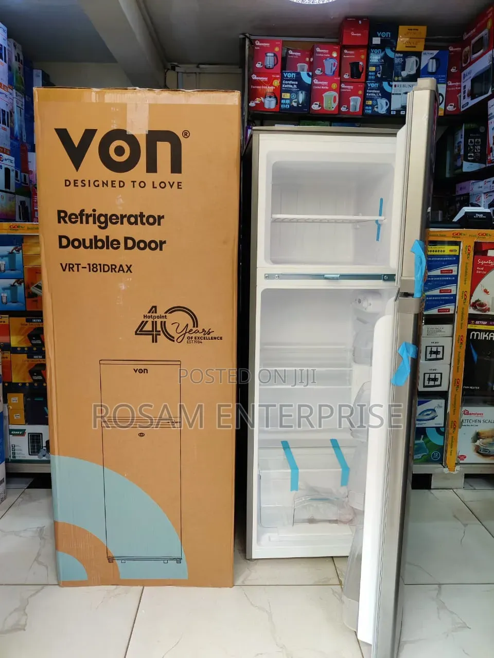 Von Double Door Fridge 181litres Direct Cool