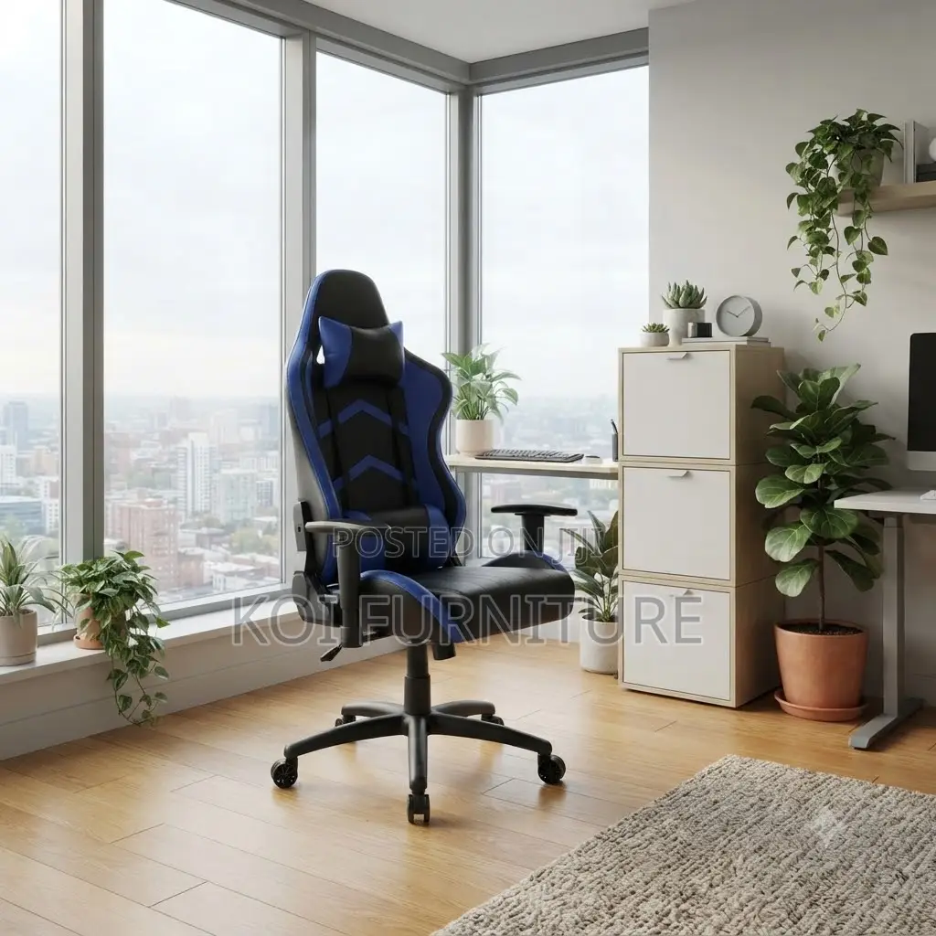 Office Chairs; Blue Gamers Studio Leather Chairs