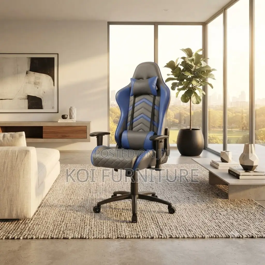 Office Chairs; Blue Gamers Studio Leather Chairs