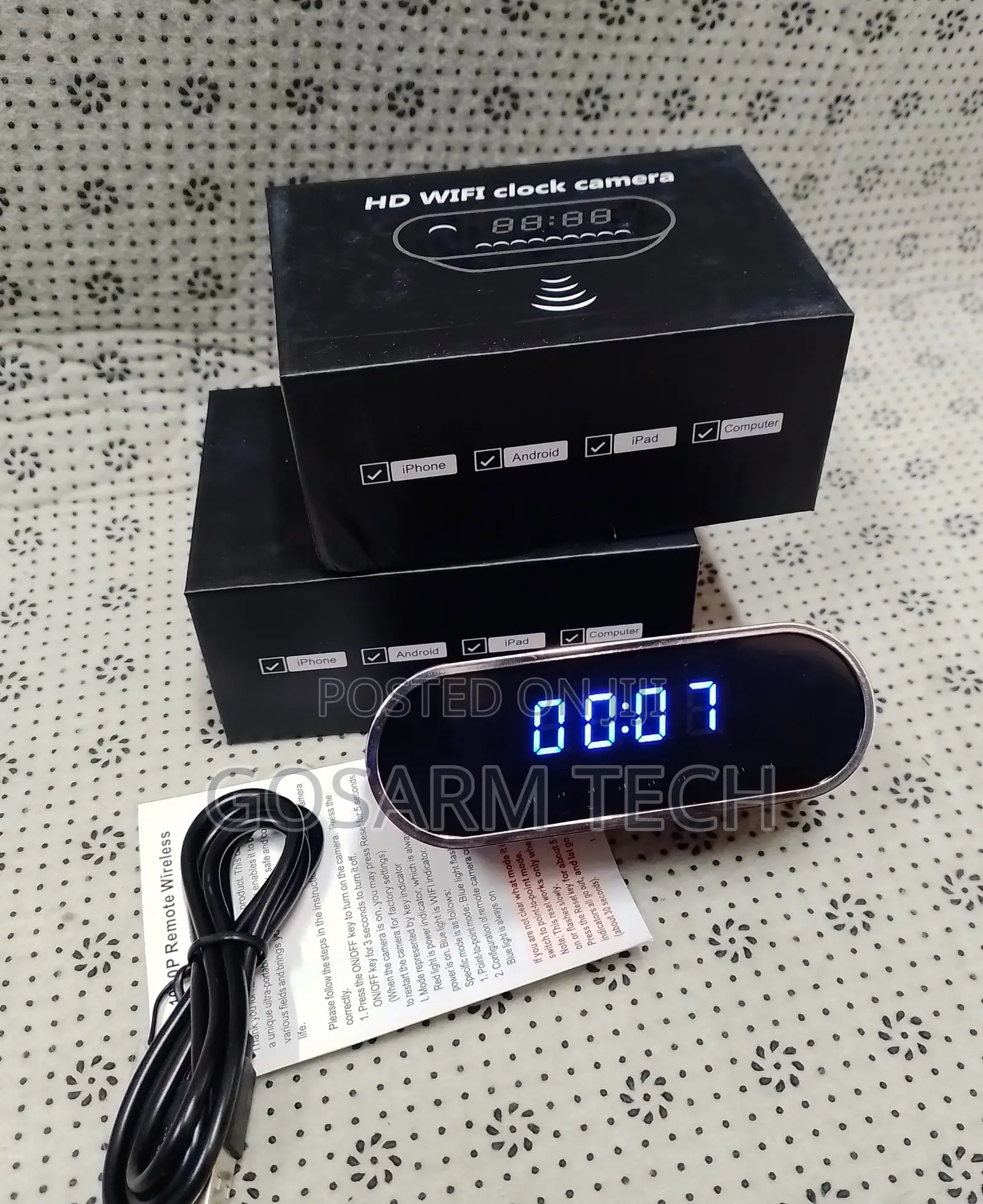 Table Clock Spy Wifi Camera With Sd Card Slot