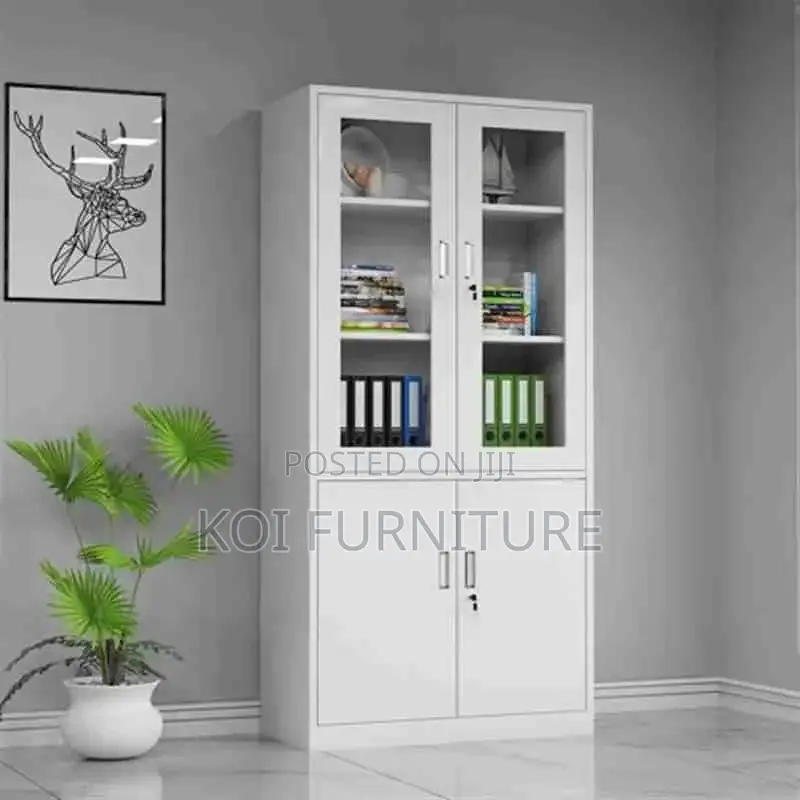 Office Cabinet : White 2-Door Metallic Office Filing Cabinet