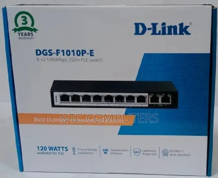 Dlink DGS-F1010p-E 250m 10-Port 1000mbps Switch With 8 Poe