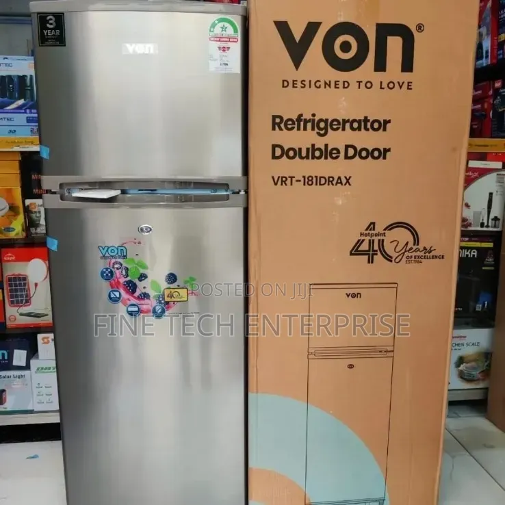 Von Double Door Fridge 181Litres Direct Cool .