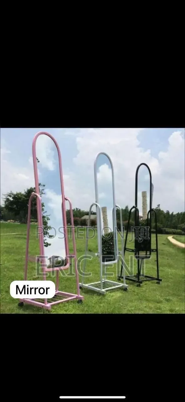 Executive Big Size Dressing Mirror With Wheels and Storage Rack