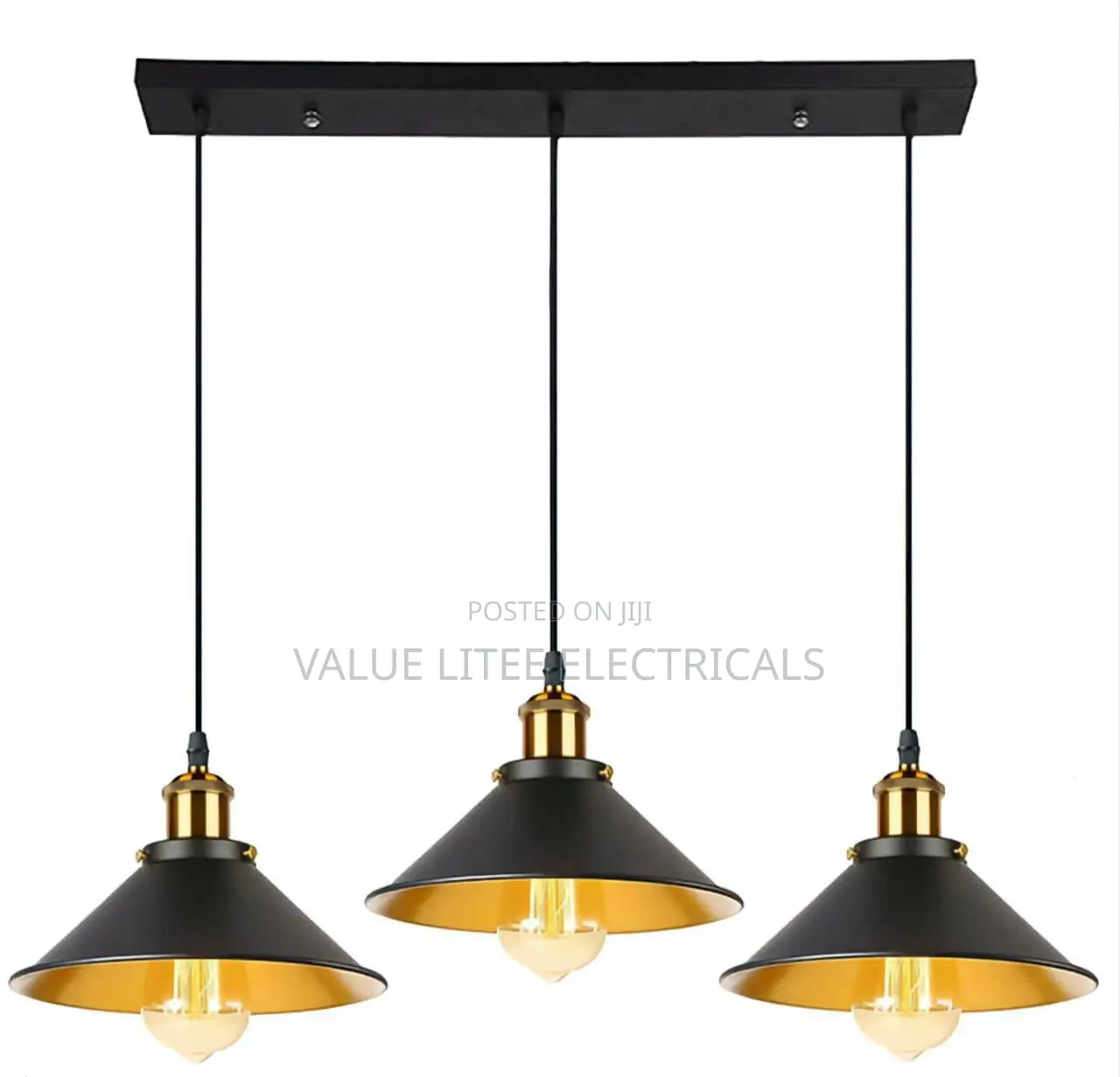 3 Pendant Chandelier Black