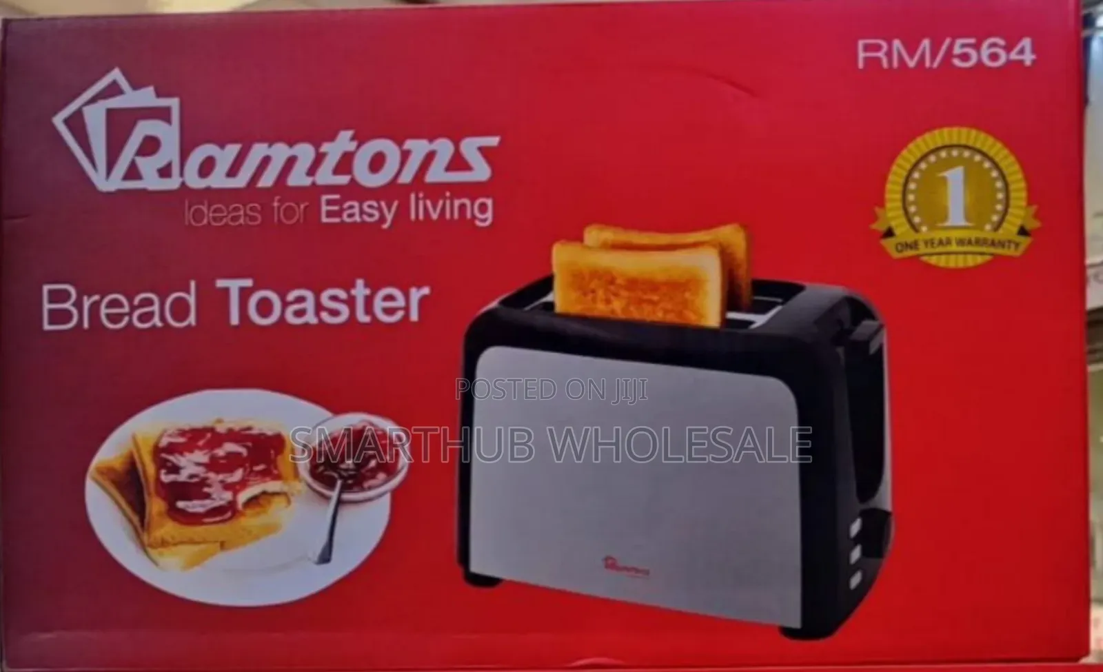 Ramtons RM/564 - 2 Slice Stainless Steel Toaster - Silver (1YR WRTY)