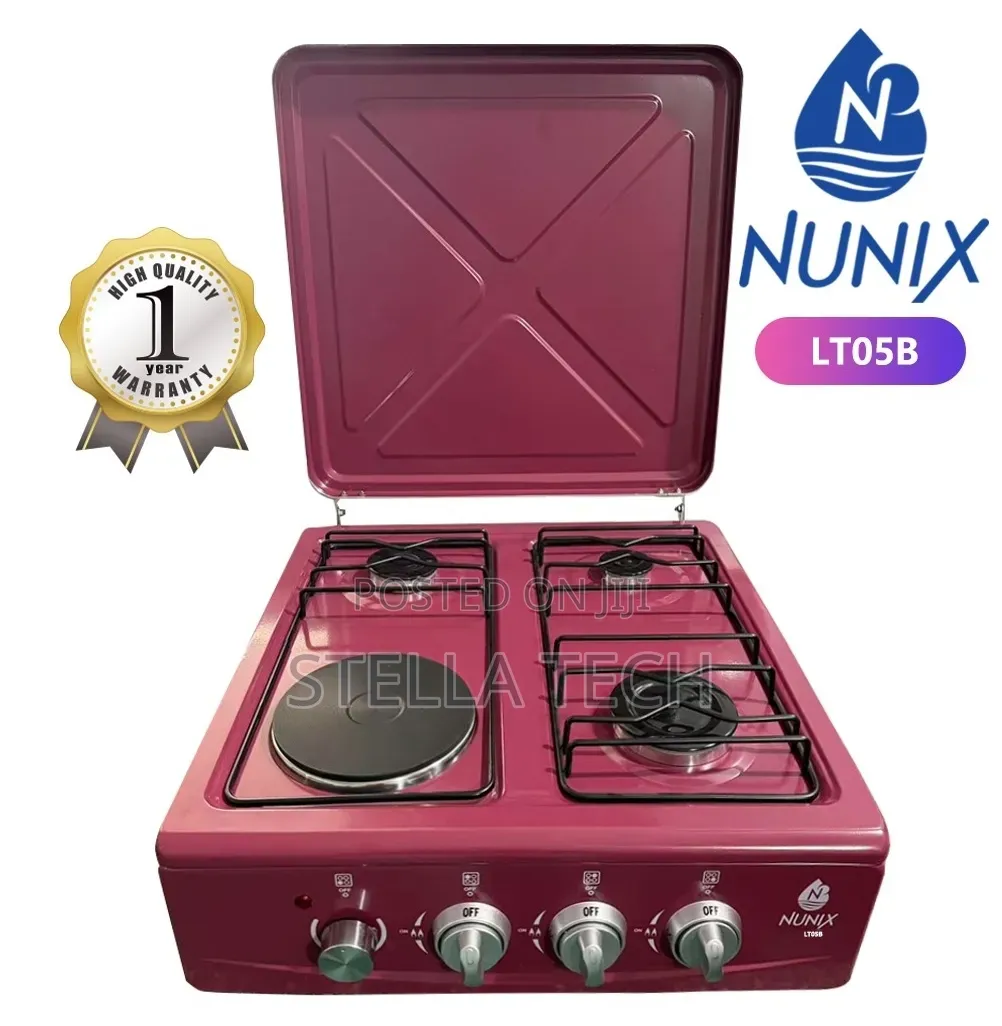 New Model Nunix Table Top Cooker 3 Gas + 1 Electric Burner Stove