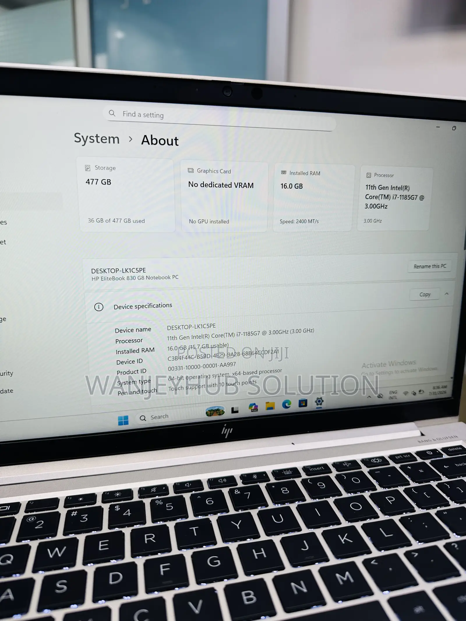 Laptop HP EliteBook 830 G8 16GB Intel Core i7 SSD 512GB