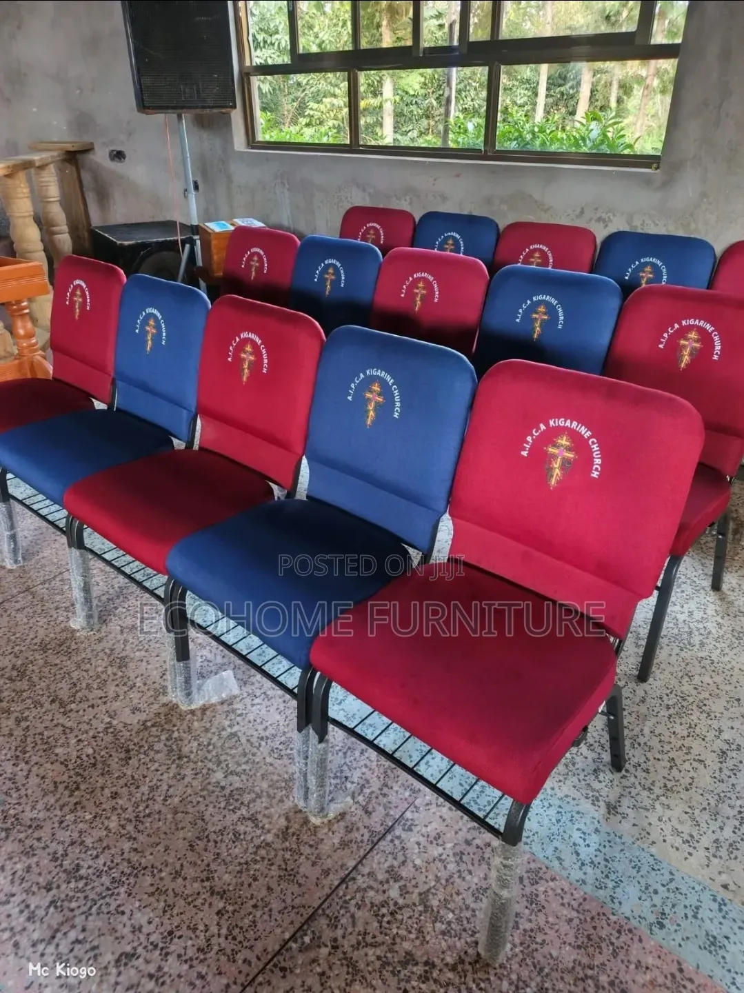 Premium Two-Tone Church Chair With Book Rack
