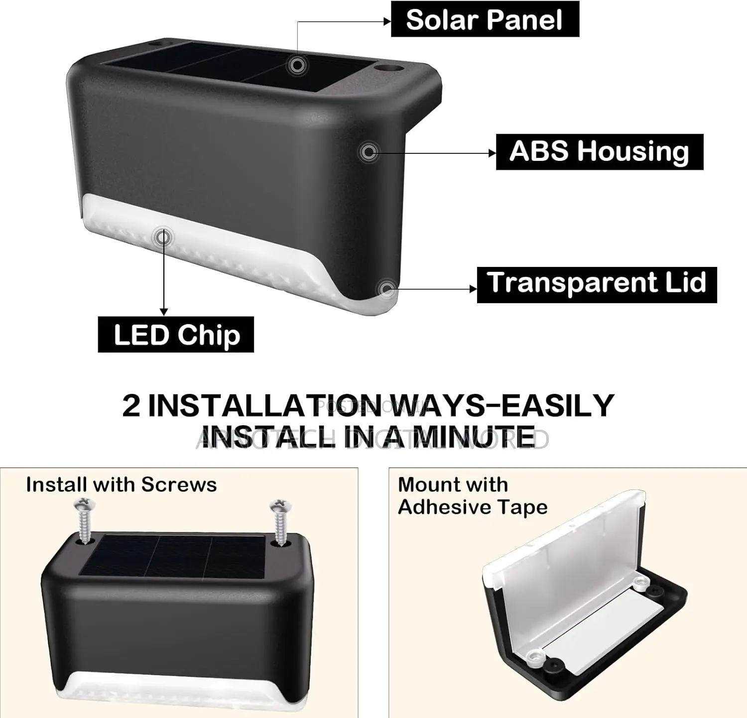 Waterproof LED 8pcs SolarLights for Outdoor Stairs Fence,Pathway