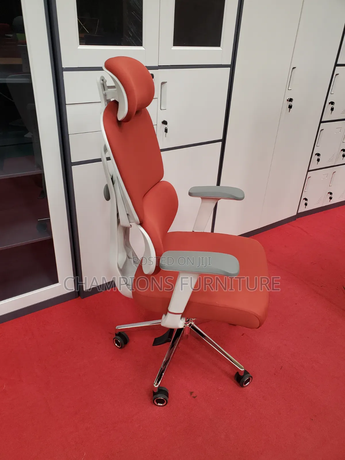 Red Fabric Orthopedic Office Chair