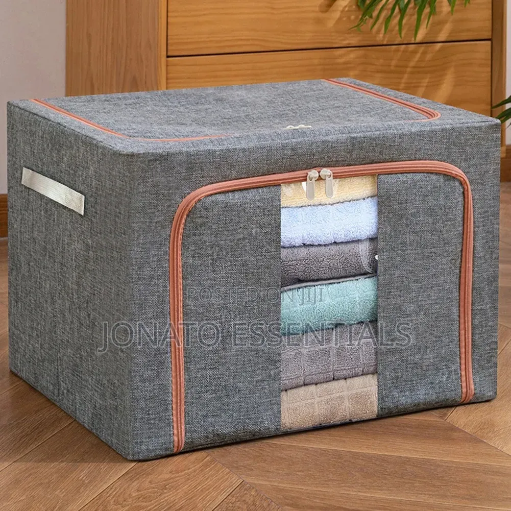 66L Foldable Wardrobe Storage Box Clear Window Clothes Organizer