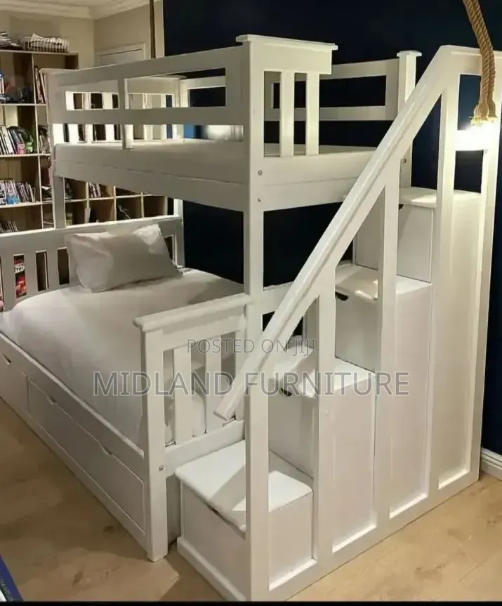 Wooden Double Decker Bed With Stairs