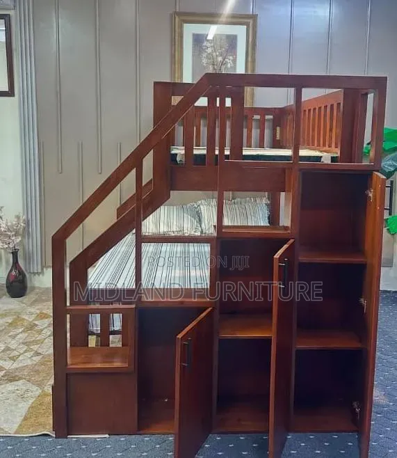 Hardwood Bunk Bed With Side Storage Cabinets Available on Order