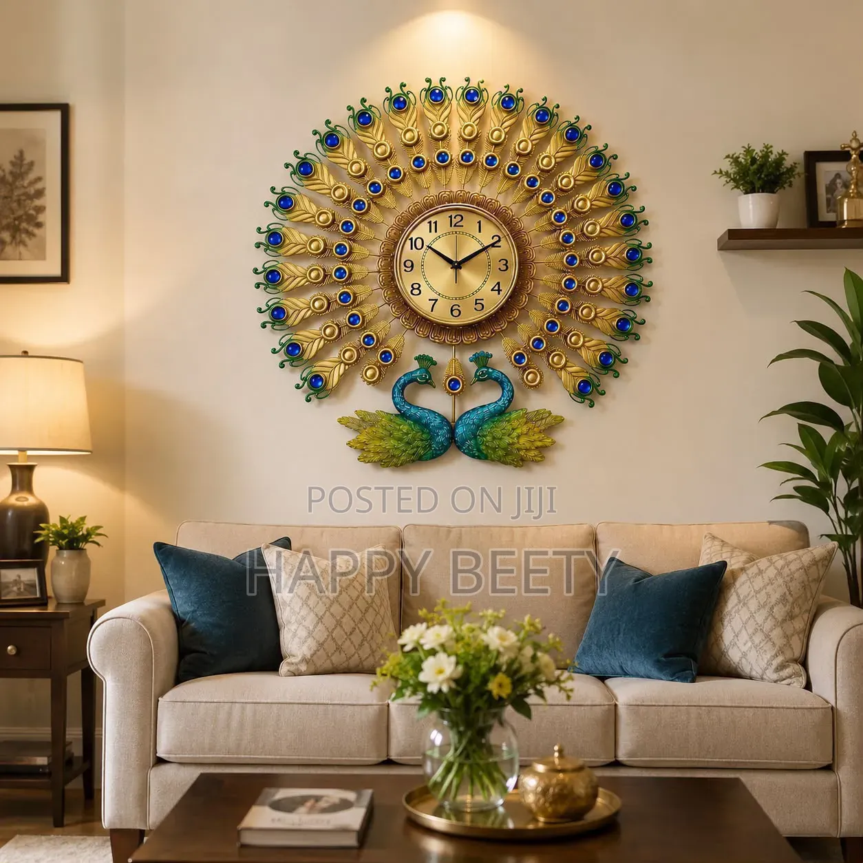  Double Head Peacock Wall Clock
