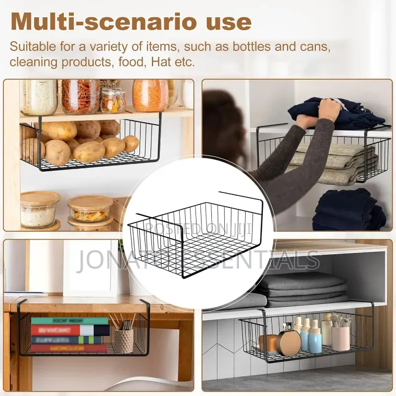 Under Shelf Storage Basket Metal Hanging Rack Desk Drawer Organizer