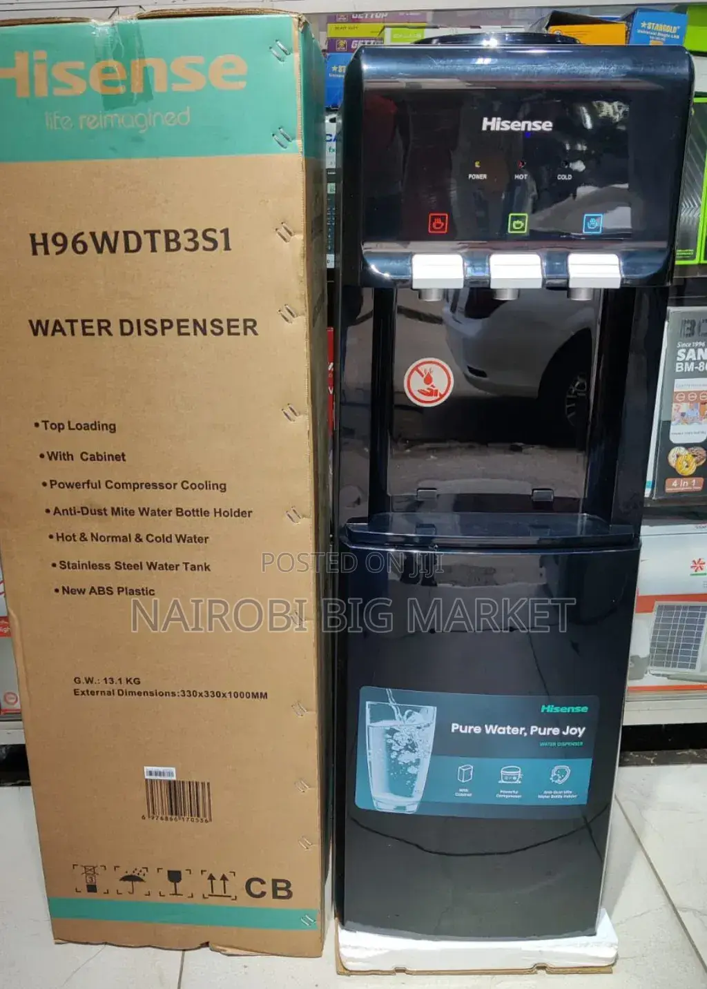 *Hisense Dispenser Black 3TAPS Top Loading With Compressor