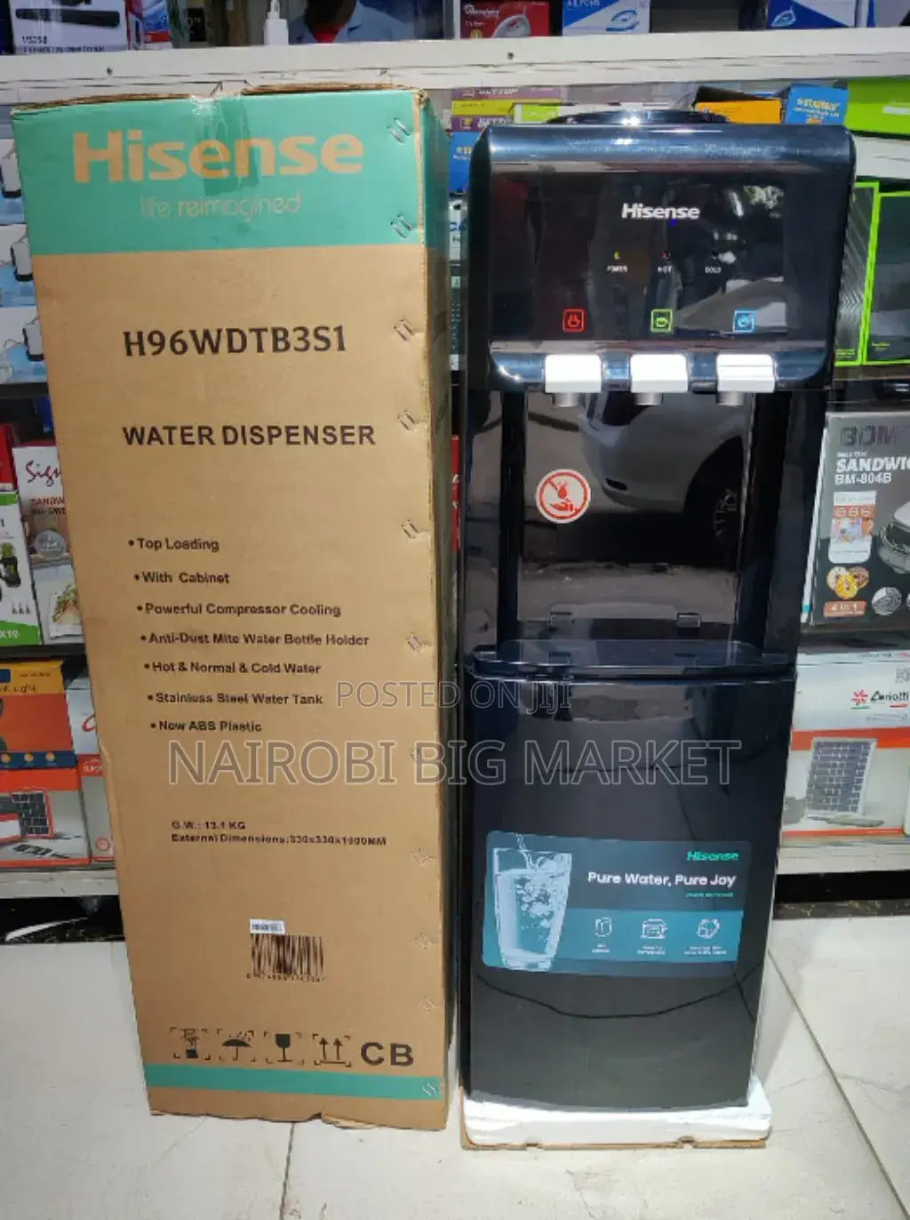 *Hisense Dispenser Black 3TAPS Top Loading With Compressor
