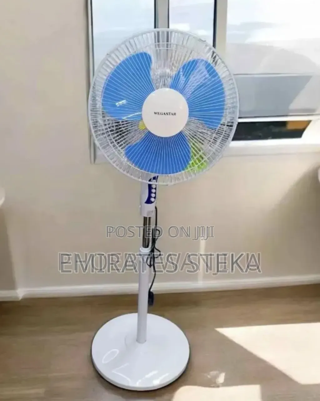 AILYONS FS-1609-K 16'' Inch Stand Fans, 5 Speed - White/Blue