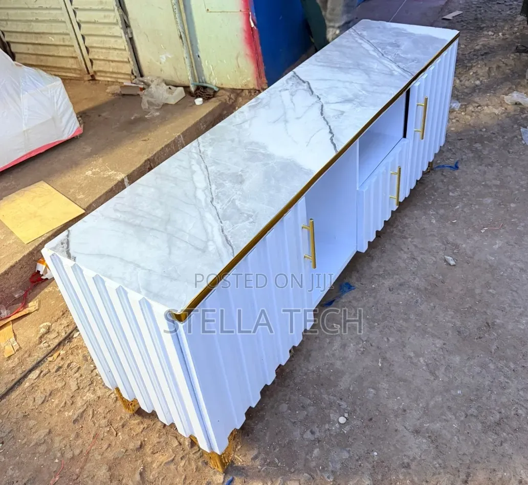 Executive Box TV Stand With Marble Top
